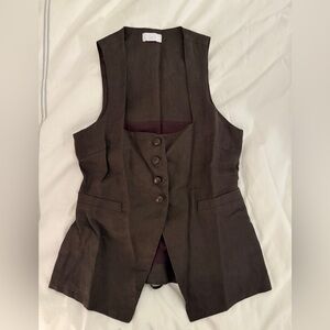 ISALIS Women's Linen Vest in Dark Brown